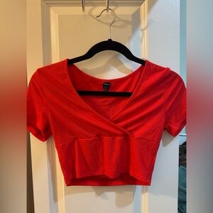 SHEIN Vibrant Red Ribbed Crop Top